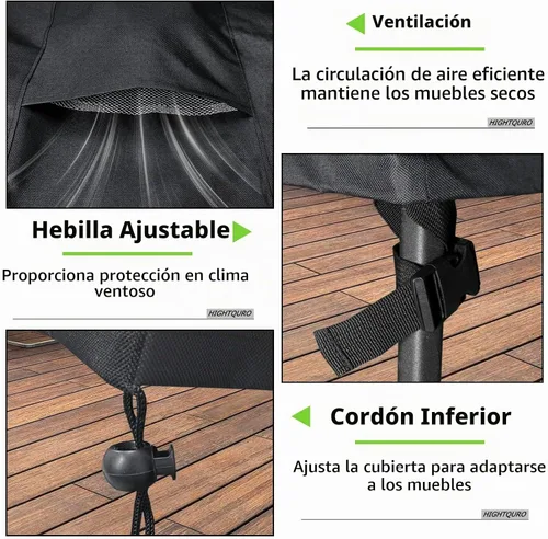 Vista 4 de [Usado] Fundas para Muebles de Patio Impermeables, Resistentes 600D Fundas para Muebles de Exterior para Conjunto de Sofá Seccional de Exterior Negro