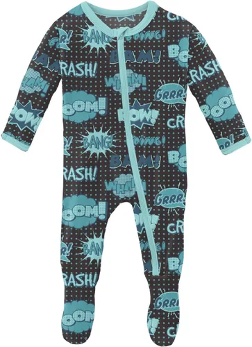 Vista 95 de KicKee Baby & Toddler - Pijama de viscosa ultrasuave de bambú con patas abatibles y puños