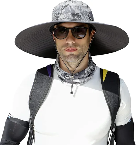 Vista 8 de Leotruny Sombreros de ala ancha para hombre UPF50+ sombrero impermeable transpirable para pesca, senderismo, camping