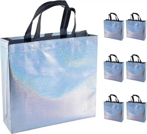 Vista 5 de 6 piezas de bolsas de regalo grandes reutilizables con asas para fiesta y boda