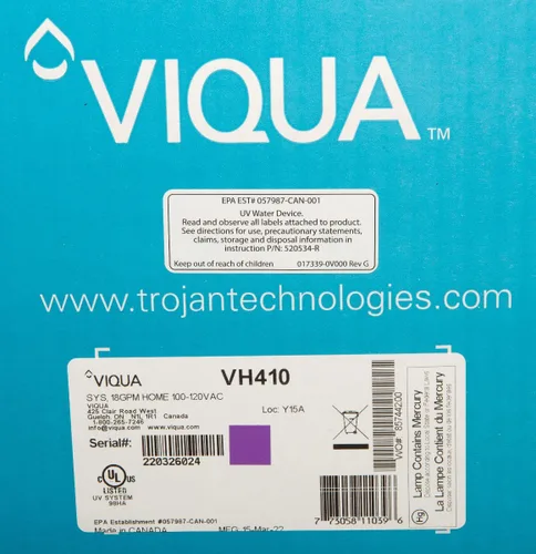 Vista 3 de Viqua VH410 Sistema de Agua Ultravioleta para el Hogar de Acero Inoxidable - 18 GPM 3/4 MNPT 120V