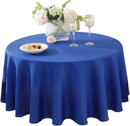 Vista 9 de Paquete de 2 Manteles Redondos de 120 Pulgadas de Carbón, Mantel de Poliéster Lavable para Uso en el Hogar, Fiestas, Bodas o Restaurantes. Gris