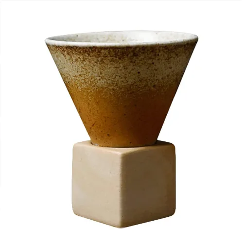 Vista 11 de Taza de café expreso para café caliente, té, cóctel, estilo retro, embudo de cerámica, regalos divertidos para mujeres y hombres (negro)