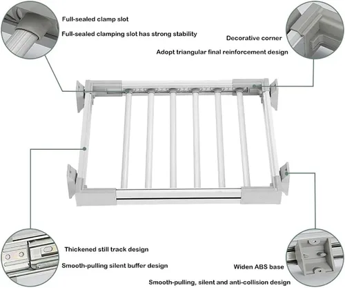 Vista 3 de Estante retráctil para pantalones, estante extraíble para pantalones, armario, cajón para pantalones, armario que ahorra espacio, soporte para Dorado