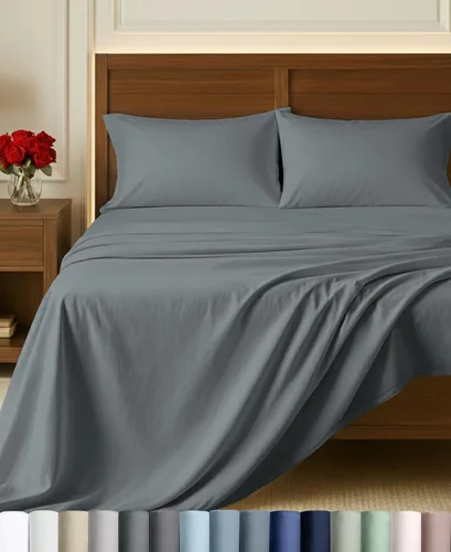 Vista 21 de California Design Den Sábanas de Algodón Egipcio 100%, Juego de Sábanas de Lujo Auténtico Certificado Tamaño Full con Bolsillo Profundo, Satén Suave