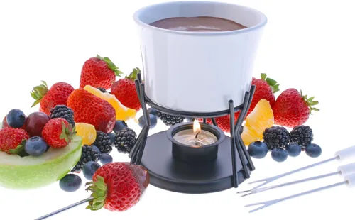 Vista 2 de Swissmar Kindle - Juego de fondue de chocolate, 7 piezas, color blanco