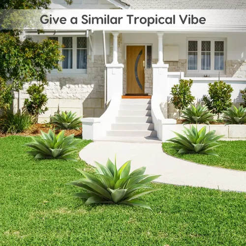 Vista 2 de Velener Plantas artificiales de agave falsas, Plantas suculentas falsas para decoración de habitaciones, tallos de plantas de agave sintético sin