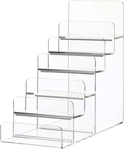 Vista 9 de DOITOOL Estante elevador de bolso de 6 niveles, soporte de exhibición de acrílico transparente, estante elevador de exhibición de joyas
