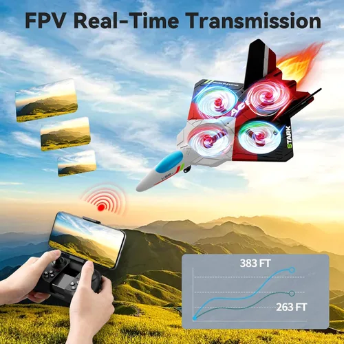 Vista 5 de 4DRC Aviones de control remoto de espuma con cámara 1080P para niños y adultos de 8 a 16 años, aviones RC con luz, control de gravedad, seguimiento