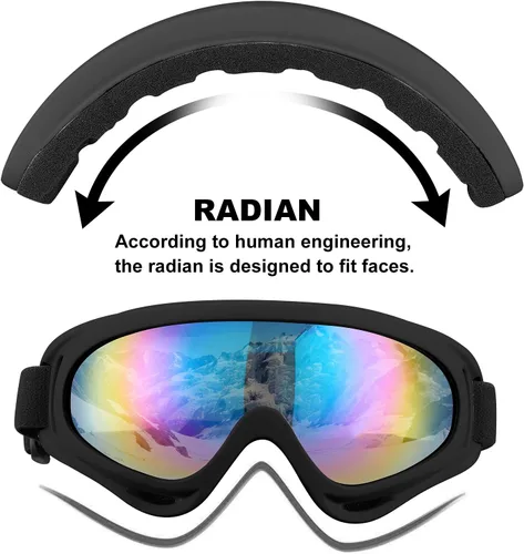 Vista 2 de Gafas de esquí, gafas de motocicleta, paquete de 3 gafas de snowboard para hombres, mujeres, adultos y jóvenes