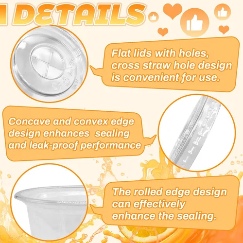 Vista 3 de Qinsihwn 100 Piezas Vasos de Plástico Desechables de 8 OZ con Tapas Planas, Vasos Transparentes de Porción con Tapas Planas, Recipientes de Plástico