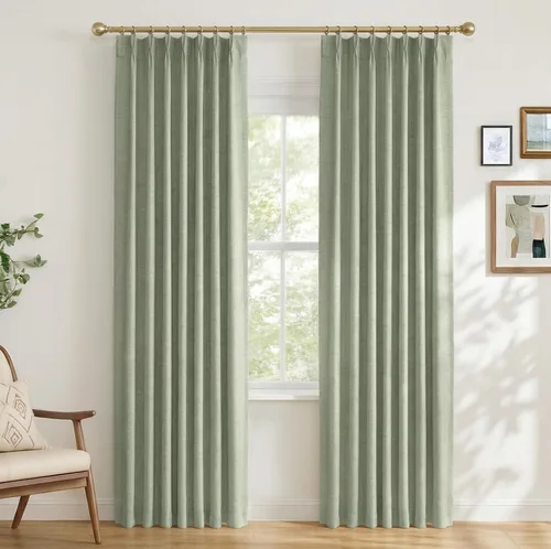 Vista 18 de 100% Blackout Shield Cortinas opacas con textura y aspecto de lino de 72 pulgadas de largo, juego de 2 paneles de cortinas opacas de lino sintético