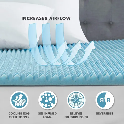 Vista 6 de Sleep Philosophy - Protector de colchón de espuma viscoelástica con gel, apto para todas las estaciones, lujoso e hipoalergénico