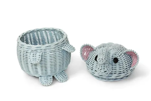 Vista 6 de G6 COLLECTION Cesta de almacenamiento de ratán con tapa, contenedor decorativo para decoración del hogar, organizador de estantes tejido a mano