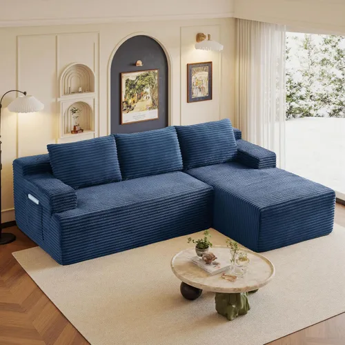 Vista 44 de Sofás seccionales de 105" para sala de estar, sofá cloud con forma de L tapizado, sofás modulares sin estructura rígida, sofá seccional moderno
