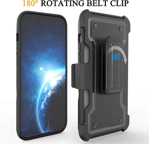 Vista 5 de Compatible con Apple iPhone 13 Pro Max Armor Kombo Kickstand Funda con clip para cinturón, híbrida, resistente, resistente, a prueba de golpes