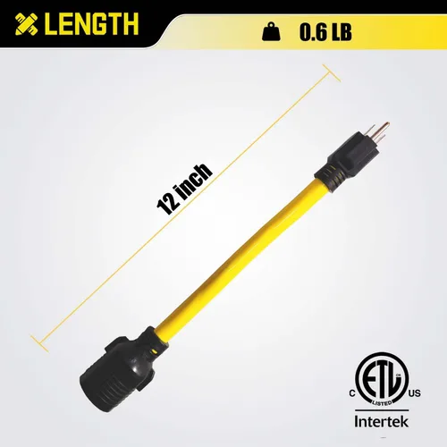 Vista 5 de Cable adaptador NEMA 5-15P a L14-30R, convertidor de bloqueo giratorio de 4 clavijas de 120 V a 30 amperios, interruptor de transferencia de enchufe