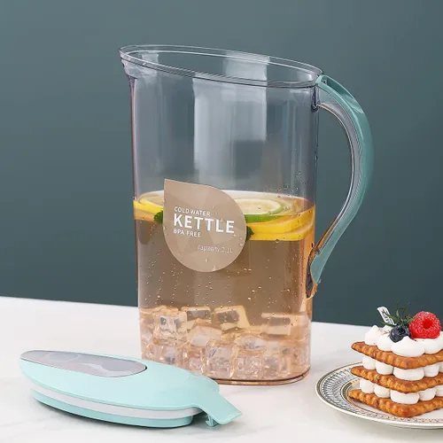 Vista 4 de Berglander Jarra de agua para puerta de refrigerador con tapa, perfecta para hacer té, jugo y bebidas frías, jarra de agua de 71 onzas hecha de PET