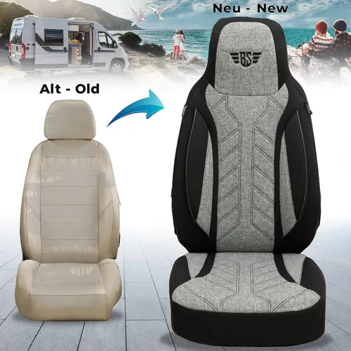 Vista 3 de BREMER SITZBEZÜGE Motorhome seat covers for Knaus Live TI PLKT201 PLKT201 - Negro/Gris