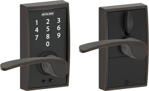 Vista 6 de Schlage - Cerradura táctil Century con picaporte Merano (bronce envejecido, FE695 CEN 716 MER) Keyless entry door lock, Electronic touchscreen