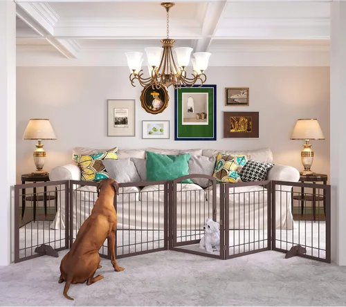 Vista 20 de JSB Puerta para perros de 72 pulgadas extra ancha de 28 pulgadas de altura, puerta para mascotas independiente para pasillos, escaleras y hogar