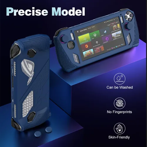 Vista 4 de Funda protectora para Rog Ally Stand, protector de accesorios de silicona, cubierta suave con 2 pares de tapas de agarre para el pulgar, soporte