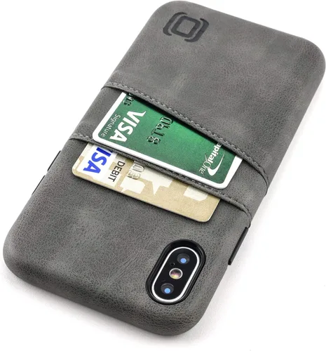 Vista 16 de Dockem Funda tipo cartera para iPhone XR (6.1"): Placa de metal integrada para montaje magnético y 2 tarjeteros (Exec M2, cuero sintético, gris)