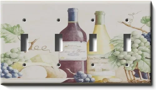 Vista 5 de Placa decorativa para salida - uvas y vino - Receptáculo doble dúplex