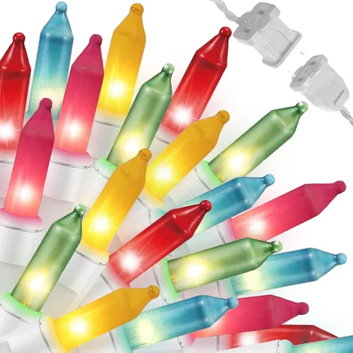 Vista 25 de LAMPHOME Guirnalda de luces LED de estrella roja, blanca y azul, 20 luces LED de hadas con cable transparente, 3 AA impermeables, 8 modos, luces