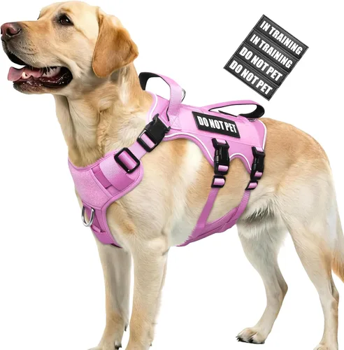 Vista 17 de WINSEE - Arnés para perro a prueba de fugas, arnés Molle de servicio y trabajo con doble asa, chaleco táctico para mascotas con 4 parches