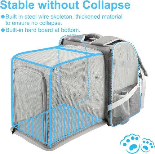 Vista 2 de Texsens Mochila para gatos expandible para mascotas, mochila para mascotas para gatos medianos y perros pequeños, ideal para viajes, senderismo y al