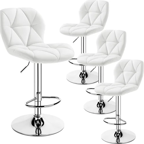Vista 14 de Yaheetech Juego de 2 taburetes de bar, modernas sillas ajustables para isla de cocina, taburetes giratorios de piel sintética negra para bar, Negro