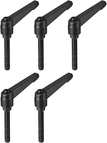 Vista 29 de uxcell 5 piezas de manija de palanca de sujeción ajustable M5 x 1.969 in de óxido negro métrico de acero al carbono macho roscado perillas de mano
