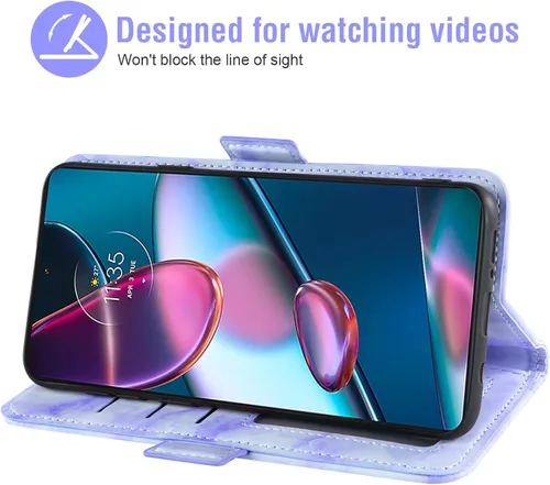 Vista 2 de Asuwish Funda para teléfono Motorola Edge+ Plus 2022/Edge X30/30 Pro con protector de pantalla de vidrio templado y funda para cartera de mármol