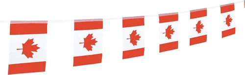 Vista 5 de Bandera de Canadá, bandera canadiense, 100 pies/76 unidades de banderines nacionales del mundo del país, suministros de decoración de fiesta