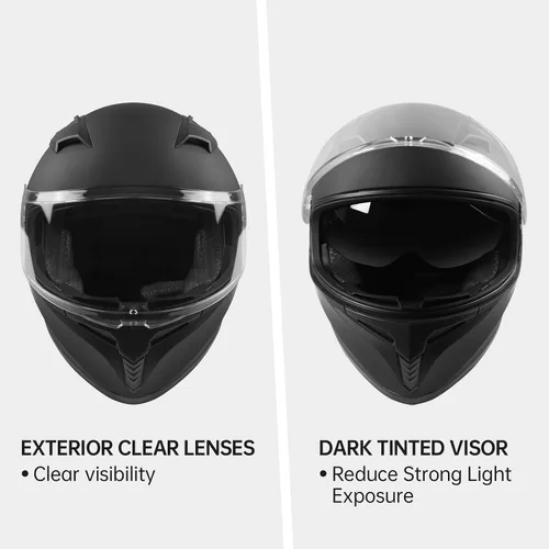 Vista 4 de CUTEY Casco de motocicleta de cara completa, certificado DOT, ligero, doble visera, ventilado, para adultos, hombres y mujeres