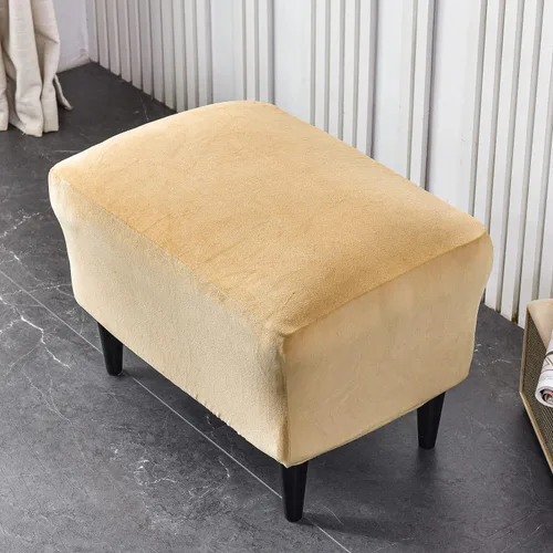 Vista 2 de Fundas otomanas elásticas, funda otomana de terciopelo, funda rectangular de almacenamiento para taburete, funda para reposapiés para sala de estar
