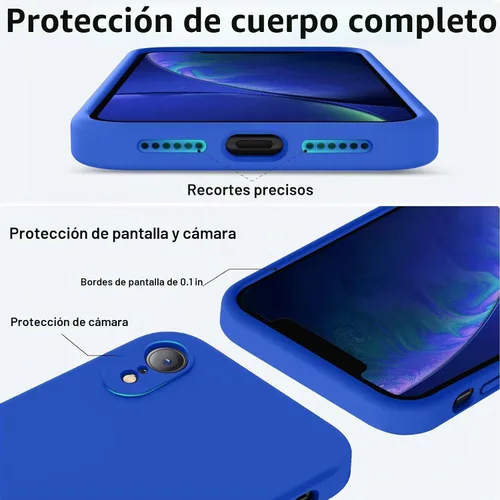 Vista 4 de Vooii Compatible con iPhone XR, Carcasa de silicona líquida mejorada con [bordes planos] [protección de cámara]