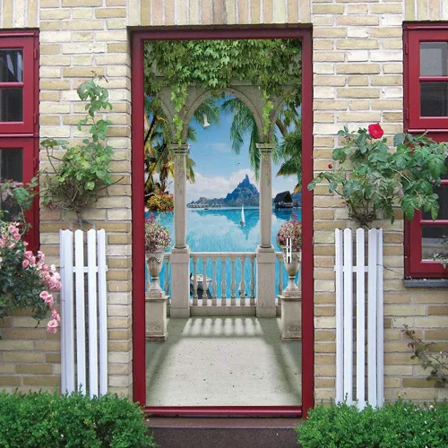 Vista 141 de Calcomanías 3D para puerta, murales para despegar y pegar, papel tapiz de caballo, calcomanías autoadhesivas extraíbles de PVC, impermeable, póster