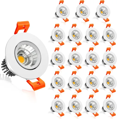 Vista 15 de inShareplus Downlight LED de 2 pulgadas, iluminación empotrable de 3 W, regulable, luz blanca cálida de 3000 K, CRI80, luces de techo