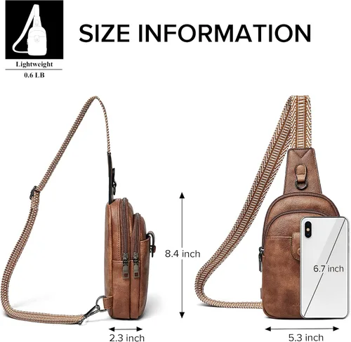 Vista 5 de Rotora Bolso bandolera pequeño para mujer, bolso cruzado para mujer, a la moda, riñonera cruzada en el pecho para hombres