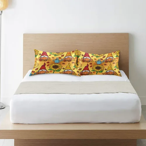 Vista 6 de Nander Funda de almohada de satén para cabello y piel, gnomo de calabaza otoñal, fundas de almohada de seda suave sin cremallera, funda de almohada