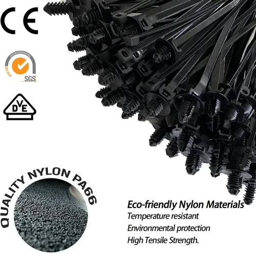 Vista 5 de 70 piezas de bridas de cables con montaje a presión de nylon con cierre de cremallera, bridas de plástico resistentes, bridas de cremallera