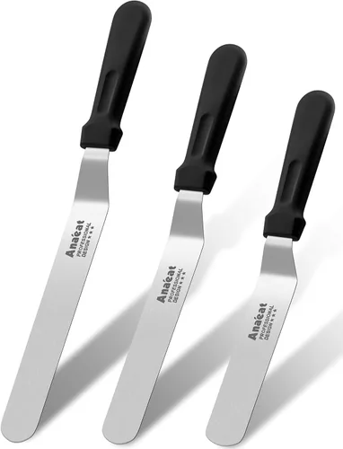 Vista 15 de Anaeat Espátula de glaseado, espátula profesional para tartas angulada y desplazada con hoja de acero inoxidable de 10 pulgadas - Cuchillo de Hoja