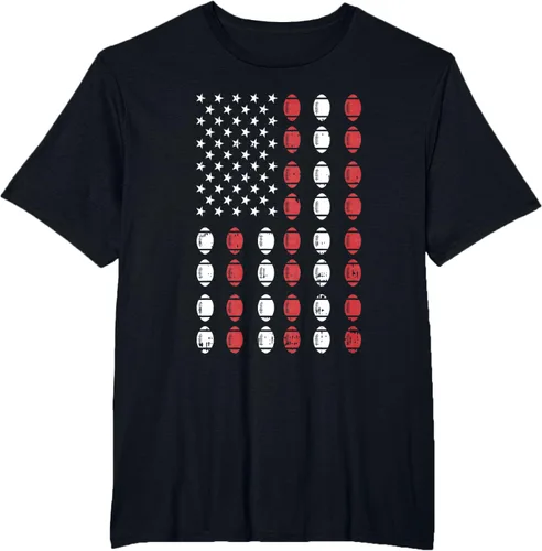Vista 32 de Camiseta patriótica de jugador atleta del 4 de julio de fútbol americano, Negro