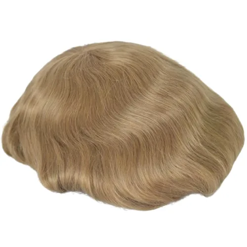 Vista 4 de Voloria Swiss Full Lace Toupee Europeo Real Cabello Humano Reemplazo para Hombres Hairpiece #18 Rubio Ceniza Marrón