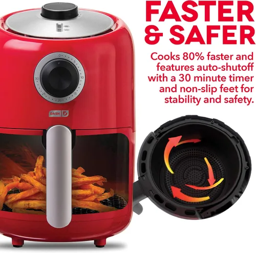 Vista 5 de DASH Horno freidora de aire compacto con control de temperatura, cesta de freír antiadherente, guía de recetas + función de apagado automático, 2