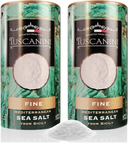 Vista 4 de Tuscanini Sal marina fina italiana premium, tubo de 16 onzas, sal marina mediterenia de Sicilia, Italia