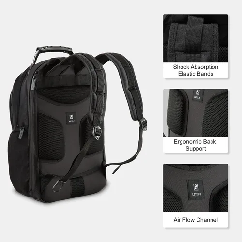 Vista 7 de LEVEL8 Mochila para laptop, mochila de trabajo para hombres y mujeres, bolsa de computadora de viaje para negocios, compatible con laptop y portátil