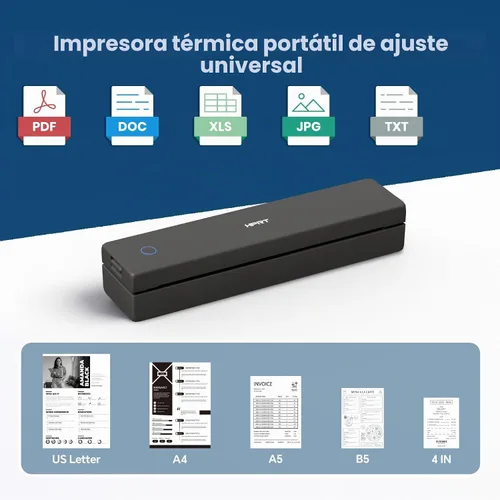 Vista 5 de HPRT Impresora térmica portátil de viaje sin tinta y 10 hojas negro mate